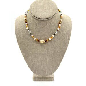 Vintage Faceted Glass And Fresh Water Pearls With Sterling Silver Clasp And Bead